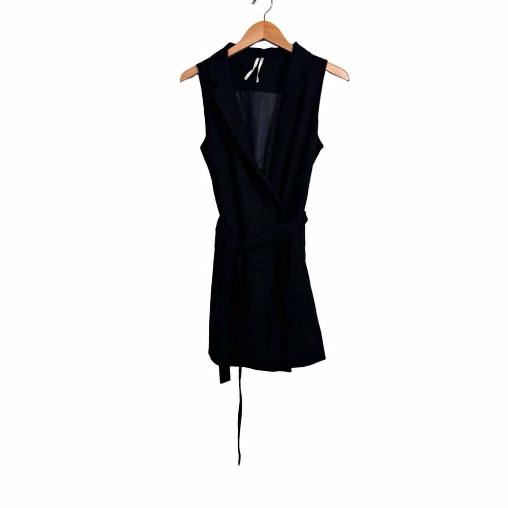 Anthropologie Women’s Black Sleeveless Belted Collared Lined Wrap Vest Size S